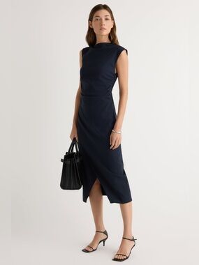 Modern Citizen Manon Asymmetric-Neck Ruched Dress